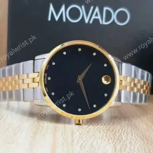 Movado Men’s Quartz Stainless Steel Two-Tone Swiss Made Black Dial 40mm Watch 0607202