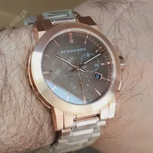Burberry Men's Swiss Made Gold-Tone Stainless Steel Grey Dial 42mm Watch BU9353