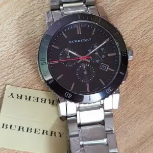 BURBERRY Men’s Chronograph Swiss made Stainless Steel Black Dial 42mm Watch BU9380