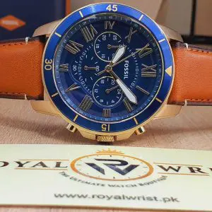 Fossil Men’s Quartz Leather Strap Blue Dial 44mm Watch FS5268