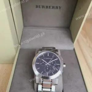 Burberry Men’s Swiss Made Stainless Steel Black Dial 42mm Watch BU9351