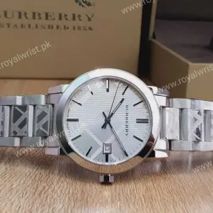 Burberry Men’s Swiss Made Stainless Steel Silver Dial 38mm Watch BU9037