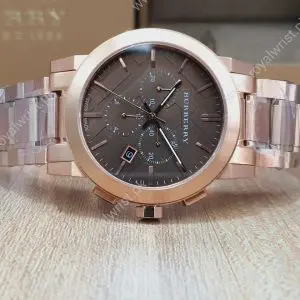Burberry Men's Swiss Made Gold-Tone Stainless Steel Grey Dial 42mm Watch BU9353