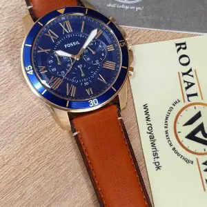 Fossil Men’s Quartz Leather Strap Blue Dial 44mm Watch FS5268