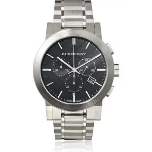 Burberry Men’s Swiss Made Stainless Steel Black Dial 42mm Watch BU9351