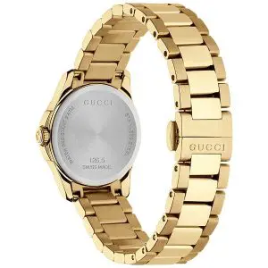 Gucci Women's Analog Quartz Stainless Steel Swiss Made Gold Dial 27mm Watch YA126553