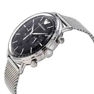 Emporio Armani Men’s Chronograph Stainless Steel Black Dial 43mm Watch AR11104