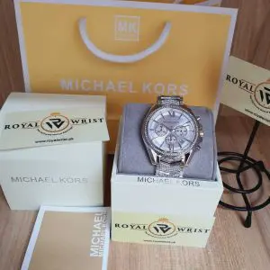 Michael Kors Women’s Chronograph Quartz Stainless Steel Silver Dial 44mm Watch MK6728