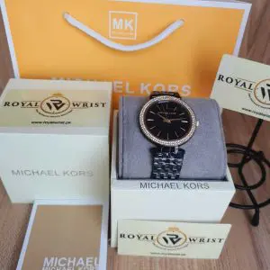 Michael Kors Women’s Quartz Stainless Steel Black Dial 37mm Watch MK3322