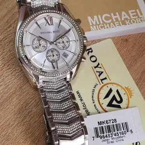 Michael Kors Women’s Chronograph Quartz Stainless Steel Silver Dial 44mm Watch MK6728