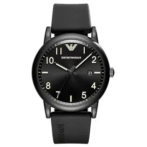 Emporio Armani Men's Quartz Silicone Strap Black Dial 43mm Watch AR11071