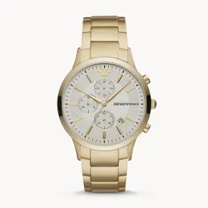 Emporio Armani Men’s Chronograph Quartz Stainless Steel Off White Dial 43mm Watch AR11332