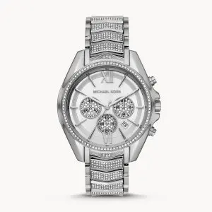 Michael Kors Women’s Chronograph Quartz Stainless Steel Silver Dial 44mm Watch MK6728