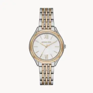 Michael Kors Women’s Quartz Stainless Steel Silver White 36mm Watch MK7084