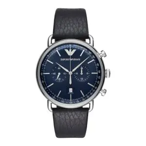Emporio Armani Men’s Chronograph Quartz Leather Strap Blue Dial 43mm Watch AR11105