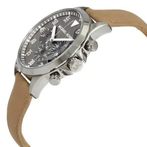 Michael Kors Men’s Chronograph Quartz Leather Strap Grey Dial 45mm Watch MK8616