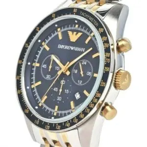 Emporio Armani Men’s Chronograph Two Tone Stainless Steel Blue Dial 46mm Watch AR8030