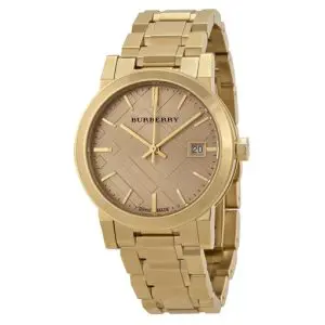 Burberry Women’s Swiss Made Stainless Steel Gold Dial 34mm Watch BU9134