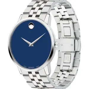 Movado Men’s Quartz Swiss Made Stainless Steel Blue Dial 40mm Watch 0607212