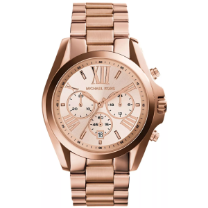 Michael Kors Women’s Chronograph Quartz Stainless Steel Rose Gold Dial 43mm Watch MK5503 (Without Tag)