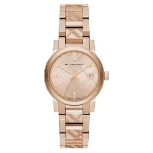 Burberry Ladies Swiss Made Stainless Steel Rose Gold 34mm Watch BU9146