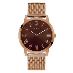 Guess Men’s Quartz Rose Gold Stainless Steel Brown Dial 44mm Watch GW0074G1