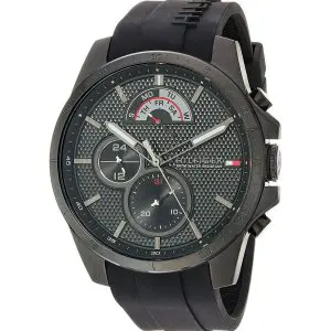 Tommy Hilfiger Men’s Quartz Black Silicone Strap Black Dial 46mm Watch 1791352
