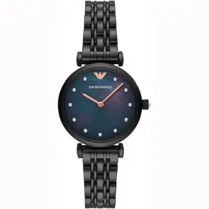 Emporio Armani Women's Analog Stainless Steel Black Dial 32mm Watch AR11268