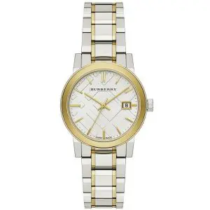 Burberry Women’s Swiss Made Quartz Two-Tone Stainless Steel Silver Dial 34mm Watch BU9115