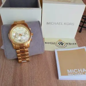 Michael Kors Women’s Analog Stainless Steel Gold Dial 38mm Watch MK5055