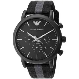 Emporio Armani Men’s Quartz Nylon Strap Black Dial 46mm Watch AR1948