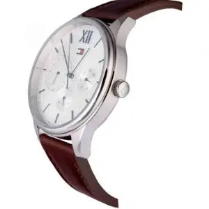 Tommy Hilfiger Men’s Quartz Leather Strap Silver Dial 44mm Watch 1791418