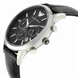 Emporio Armani Men’s Quartz Leather Strap Black Dial 43mm Watch AR2447
