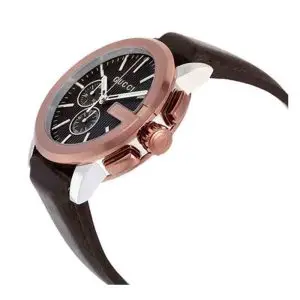 Gucci Men’s Swiss Made Quartz Leather Strap Black Dial 44mm Watch YA101202