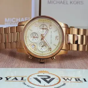 Michael Kors Women’s Analog Stainless Steel Gold Dial 38mm Watch MK5055
