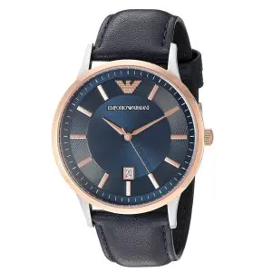 Emporio Armani Men’s Quartz Leather Strap Blue Dial 43mm Watch AR2506