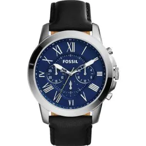 Fossil Men’s Chronograph Quartz Leather Strap Blur Dial 44mm Watch FS4990