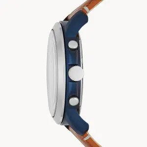 Fossil Men’s Chronograph Quartz Leather Strap Blue Dial 44mm Watch FS5151