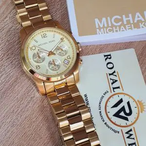 Michael Kors Women’s Analog Stainless Steel Gold Dial 38mm Watch MK5055