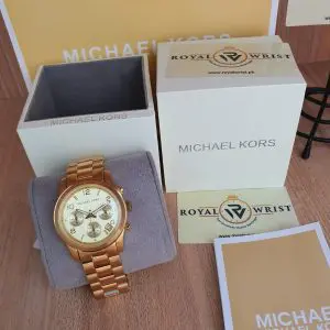 Michael Kors Women’s Analog Stainless Steel Gold Dial 38mm Watch MK5055