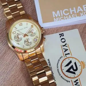 Michael Kors Women’s Analog Stainless Steel Gold Dial 38mm Watch MK5055