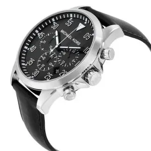 Michael Kors Men’s Chronograph Quartz Leather Strap Black Dial 45mm Watch MK8442