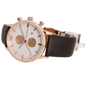Emporio Armani Men’s Quartz Leather Strap White Dial 43mm Watch AR0398