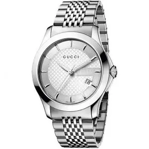 Gucci Men’s Swiss Made Quartz Stainless Steel Silver Dial 38mm Watch YA126401