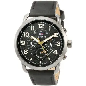 Tommy Hilfiger Men’s Quartz Leather Strap Black Dial 46mm Watch 1791426