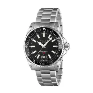 Gucci Men’s Swiss Made Quartz Stainless Steel Black Dial 40mm Watch YA136301
