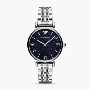 Emporio Armani Women’s Analog Stainless Steel Dark Blue Dial 32mm Watch AR11091