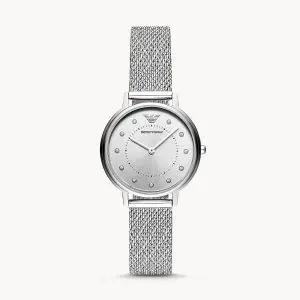 Emporio Armani Women’s Quartz Silver Stainless Steel Silver Dial 32mm Watch AR11128