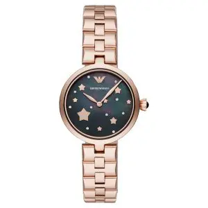 Emporio Armani Women’s Analog Stainless Steel Black Dial 32mm Watch AR11197