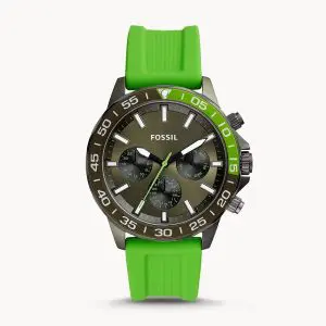 Fossil Men’s Quartz Green Silicone Strap Green Dial 45mm Watch BQ2501
